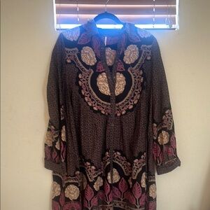 Free People Black and Pink Midi Dress